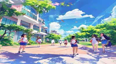 2026年夏季色里番新番封面，鲜艳动漫风格画面，主角在夏日校园场景中，色彩饱和度高